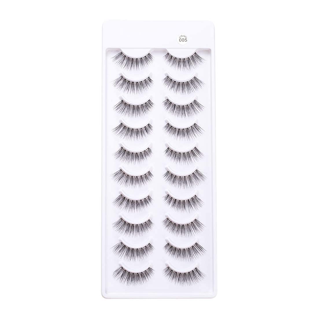 10 Pairs Natural False Lashes and White Glue