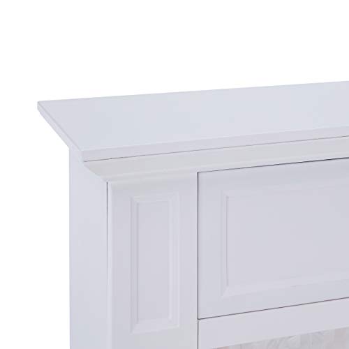 SEI Furniture Nobleman Mother of Pearl Tiled Electric Fireplace with Hidden Media Shelf, New White