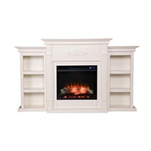 sei furniture tennyson electric fireplace with bookcases, new ivory