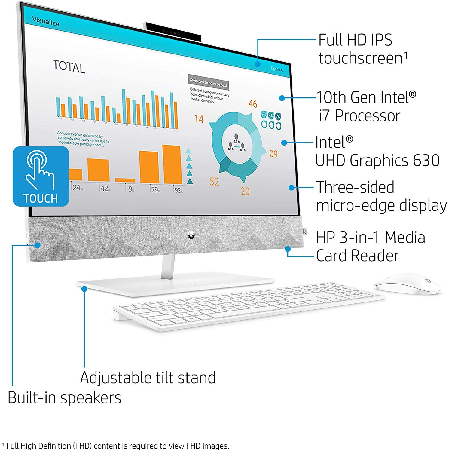 HP Pavilion 27 Touch Desktop 10TB SSD 64GB RAM Extreme (Intel Core i9-10900 Processor with Turbo Boost to 5.20GHz, 64 GB RAM, 10 TB SSD, 27-inch FullHD Touchscreen, Win 10) PC Computer All-in-One