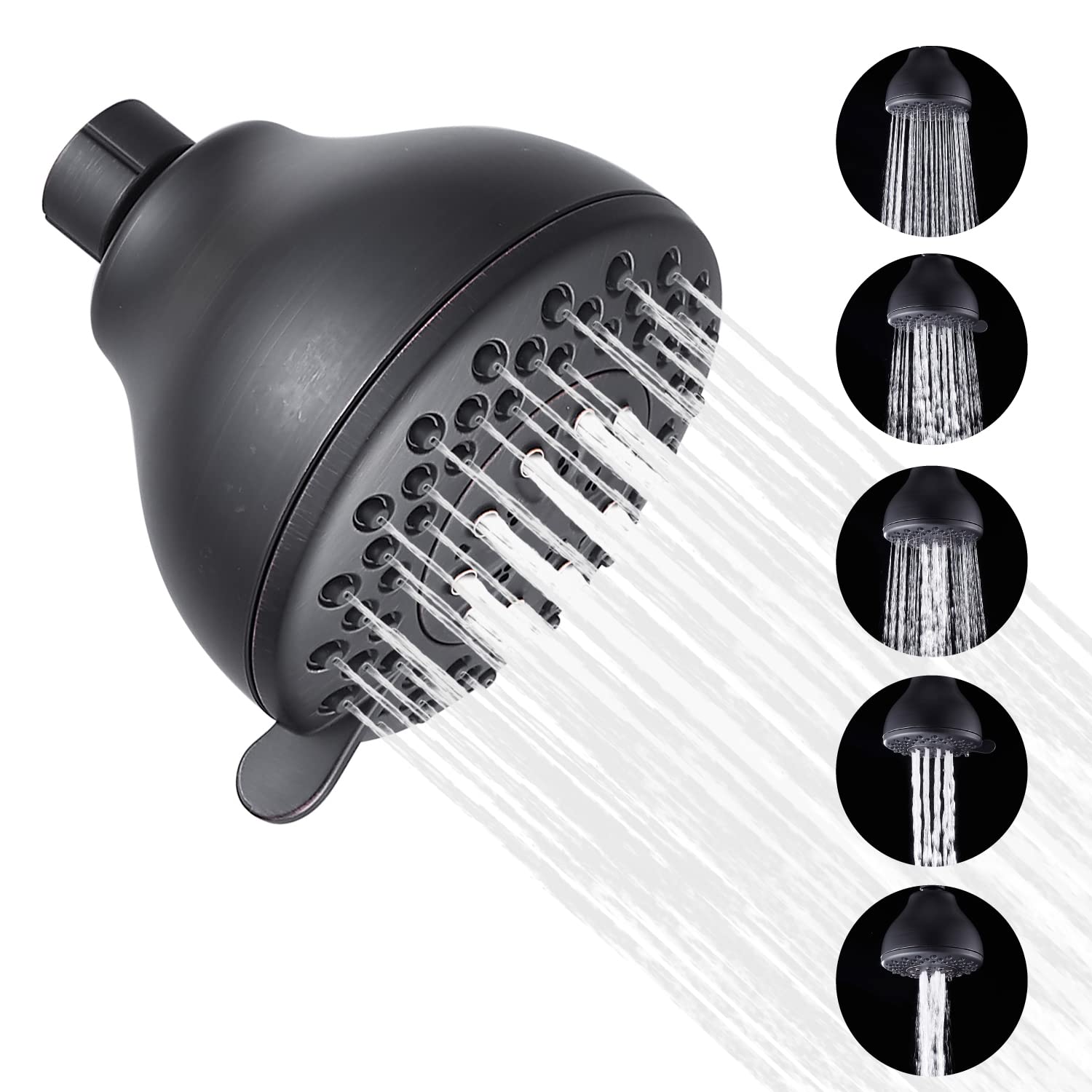 R FLORY 5 Modes High Pressure Rain Shower Head Showerhead for Bathroom Adjustable Angle for Ultimate Bath Shower Spa Top Shower