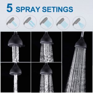 R FLORY 5 Modes High Pressure Rain Shower Head Showerhead for Bathroom Adjustable Angle for Ultimate Bath Shower Spa Top Shower