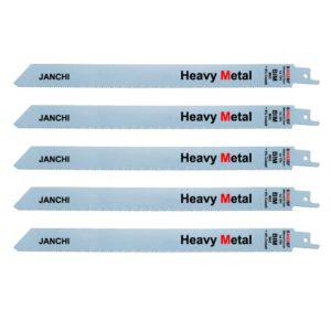 heavy duty metal cutting reciprocating saw blades, 12-inch 14tpi m42 bi-metal +8% cobalt reciprocating saw blade for thick metal fast straight cutting, solid pipes, profiles 5-pack