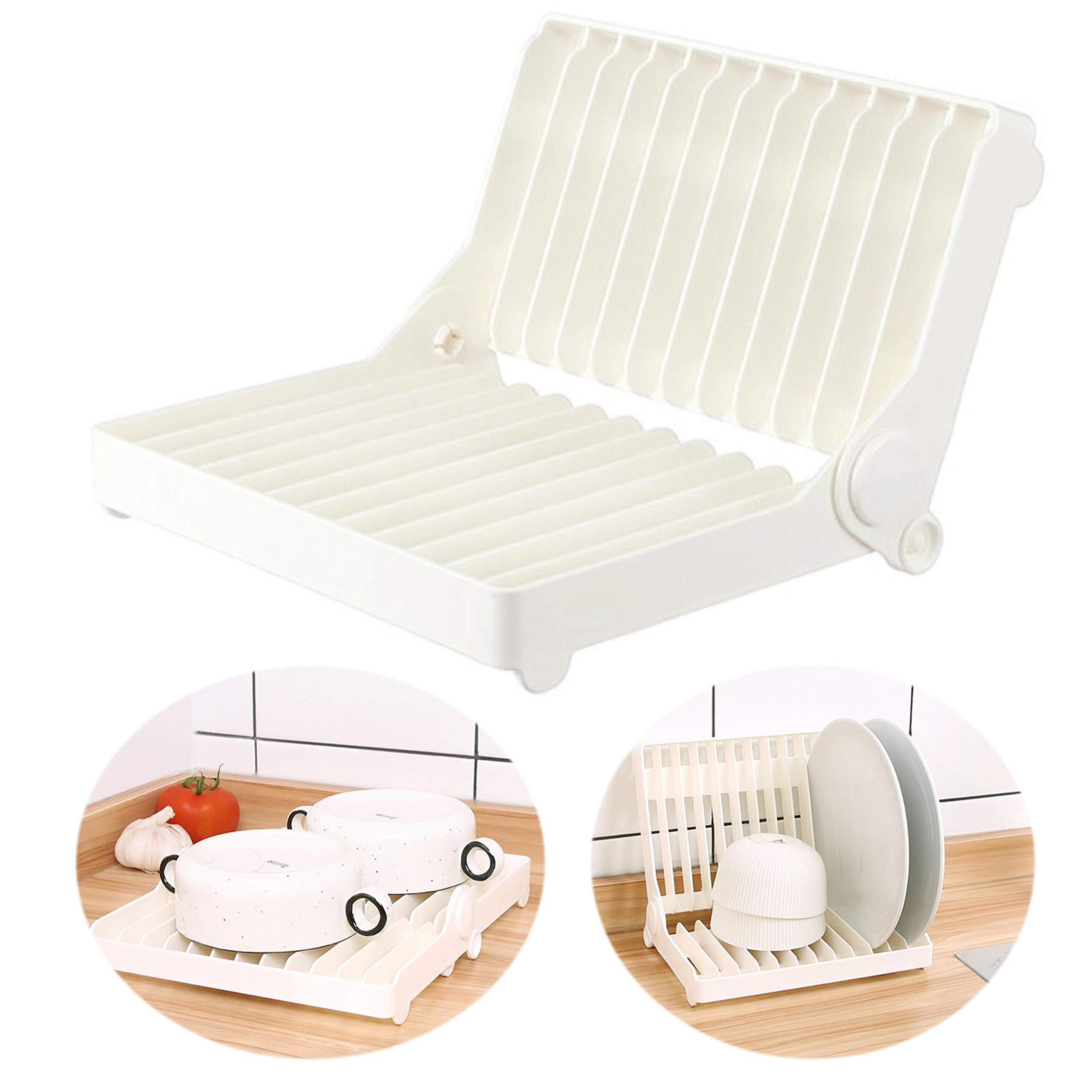 EIKS Foldable Drying Rack for Vegetable Fruit and Tableware, Kitchen Sink Organizer