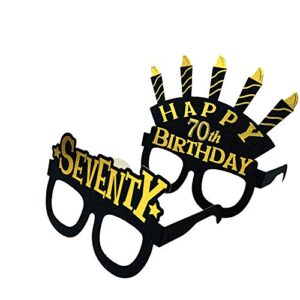 jenlion 70th birthday decorations party glasses - seventy birthday masks - black gold theme 70th birthday party supplies. 70th birthday party favors. set of 24