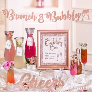 prestige mimosa bar kit | bridal shower decorations, rose gold bachelorette party decorations, bridal shower decor, brunch & bubbly bar sign, pink galentines day decorations, mothers baby girl (rose)