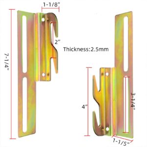 2Pcs#711 Bed Frame Bolt On to Hook On Conversion Brackets for Headboard with Hardware, Adjustable Bed Rail Hook Plate Adapter，Hook on Bed Rails Brackets