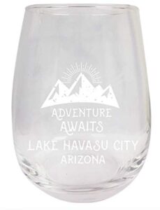 r and r imports lake havasu city arizona souvenir 15 oz laser engraved stemless wine glass adventure awaits design 2-pack