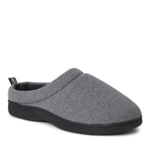 dearfoams men's nathan waffle knit clog slipper, dark heather grey, large