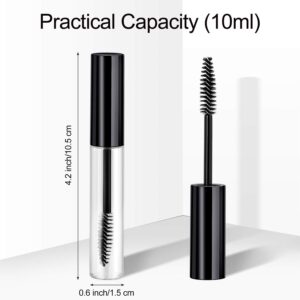 30 Pieces 10 ml Empty Mascara Tubes Eyelash Wand Refillable Clear Bottles Cream Container with 4 Pieces Transparent Funnels Transferring Castor Oil for DIY Cosmetics (Black)