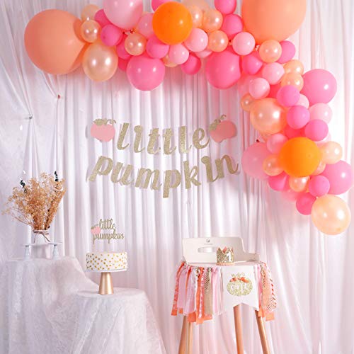 WAOUH Pumpkin Banner for 1st Birthday - Highchair Banner for First Birthday Theme Decoration, Cake Smash Photo Prop, Pumpkin crown hat, Fabric Rag Garland Banner.