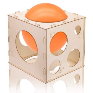 fireboomoon 9 holes collapsible wood balloon sizer cube box from 2" to 10",balloon measurement tool for birthday,wedding,party,balloon decorations,balloon arches,balloon columns (12" x 12" x 12")