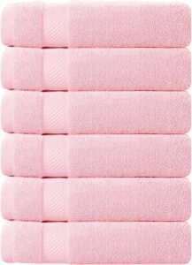 oakias 6 pack small cotton towels pink – 22 x 44 inches 500 gsm – hotel, pool & gym towels – highly absorbent