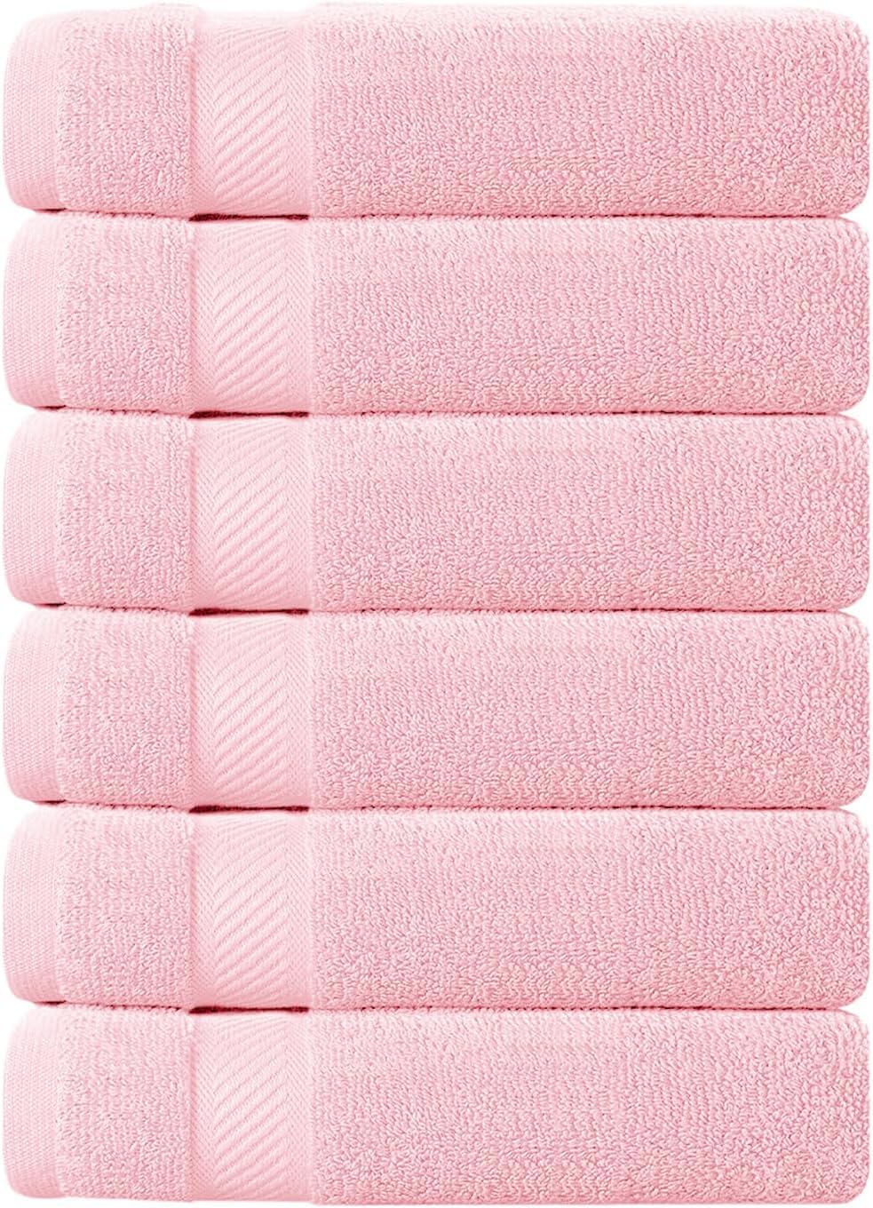 Oakias 6 Pack Small Cotton Towels Pink – 22 x 44 Inches 500 GSM – Hotel, Pool & Gym Towels – Highly Absorbent