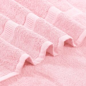 Oakias 6 Pack Small Cotton Towels Pink – 22 x 44 Inches 500 GSM – Hotel, Pool & Gym Towels – Highly Absorbent
