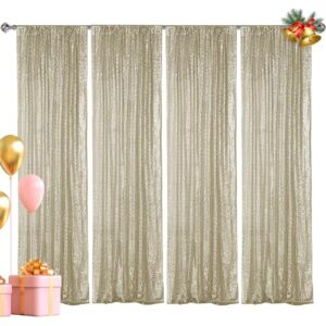 hahuho champagne sequin backdrop curtain, 4pcs 2ftx8ft glitter backdrop curtain for parties, christmas, wedding, party decoration（4 panels, 2ft x 8ft, champagne