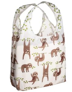 o-witz reusable grocery bags | vibrant tote bag for groceries, gym, office supplies, beach gear, toys & more | washable design | large handles for maximum convenience | folds into a small pouch, sloth