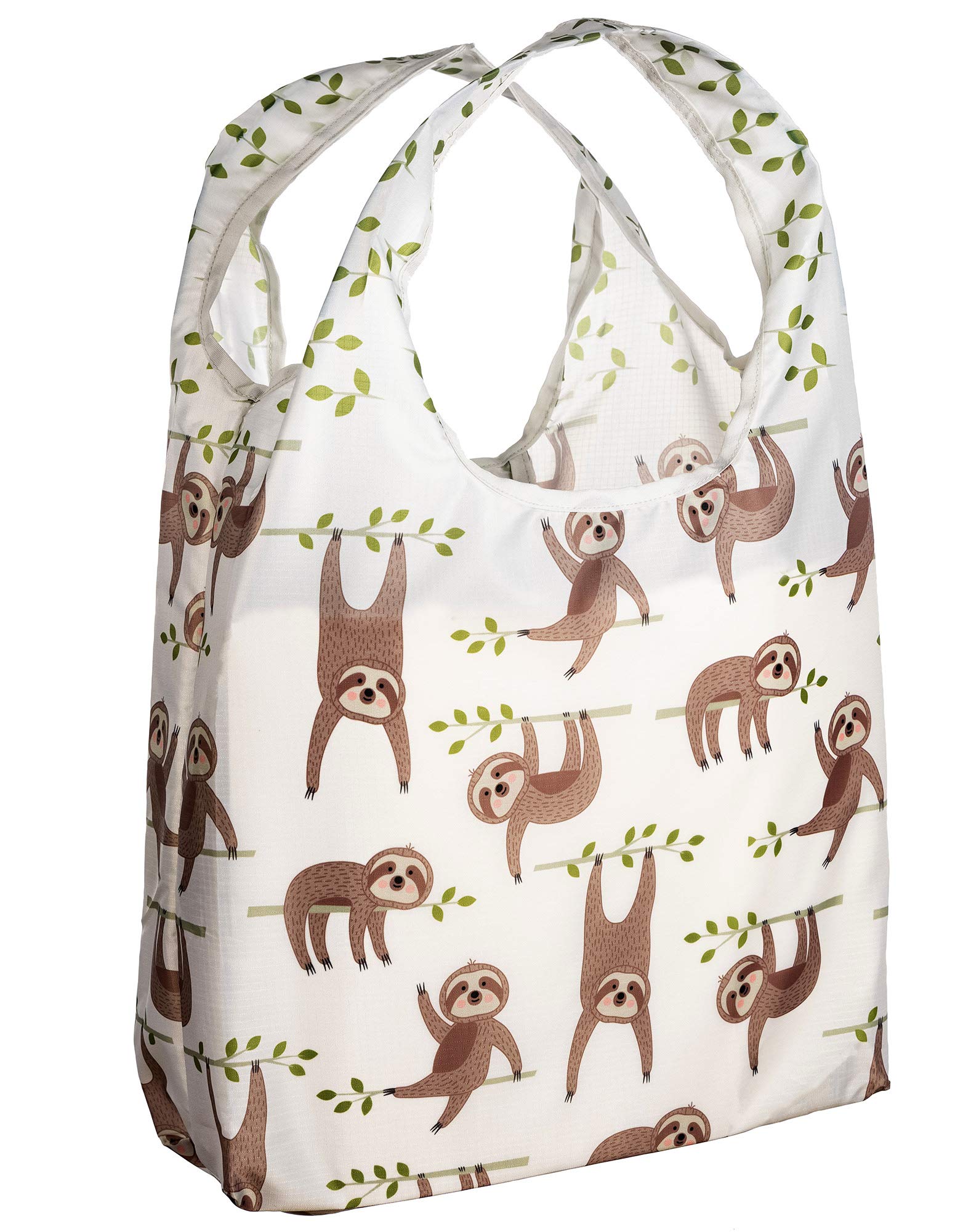 O-WITZ Reusable Grocery Bags | Vibrant Tote Bag For Groceries, Gym, Office Supplies, Beach Gear, Toys & More | Washable Design | Large Handles For Maximum Convenience | Folds Into A Small Pouch, Sloth