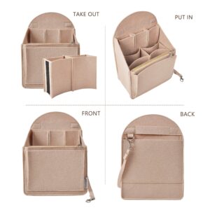 Vercord Felt Backpack Organizer Rucksack Insert Liner Inside Daypack Shoulder Bag Beige Large