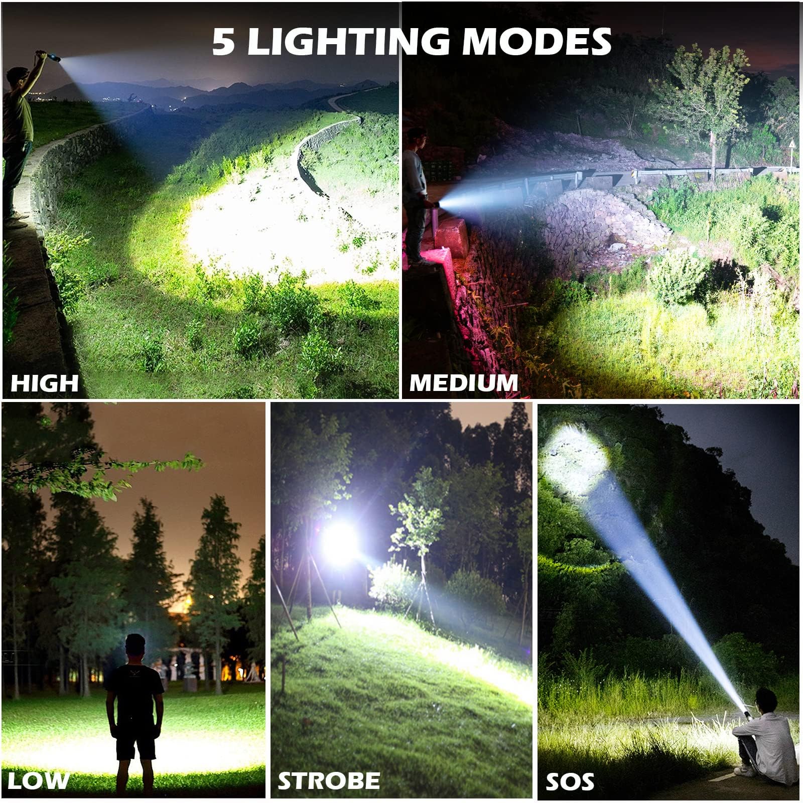 Lylting Rechargeable LED Flashlights High Lumens, 900000 Lumens Super Bright Flashlight with 5 Modes & Waterproof, Powerful Handheld Flashlight for Camping Emergencies