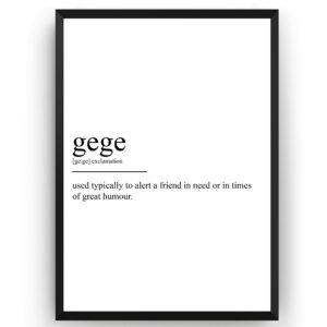 Gege Definition Print - Chinese Dictionary Poster Wall Art Home Decor Quote Typography - Frame Not Included