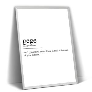 Gege Definition Print - Chinese Dictionary Poster Wall Art Home Decor Quote Typography - Frame Not Included