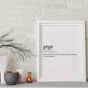 Gege Definition Print - Chinese Dictionary Poster Wall Art Home Decor Quote Typography - Frame Not Included