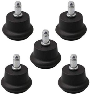 5pcs low profile bell glides 2" replacement office desk chair or stool swivel caster wheels,easy conversion from wheeled casters to stationary feet to protect wood or hardwood floor
