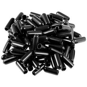 50pcs screw thread protectors 1/8 inch id rubber round end cap cover flexible tube caps tubing tip, 15 mm long (black，inner dia 3mm)