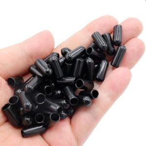 50pcs Screw Thread Protectors 1/8 inch ID Rubber Round End Cap Cover Flexible Tube Caps Tubing Tip, 15 mm Long (Black，Inner Dia 3mm)