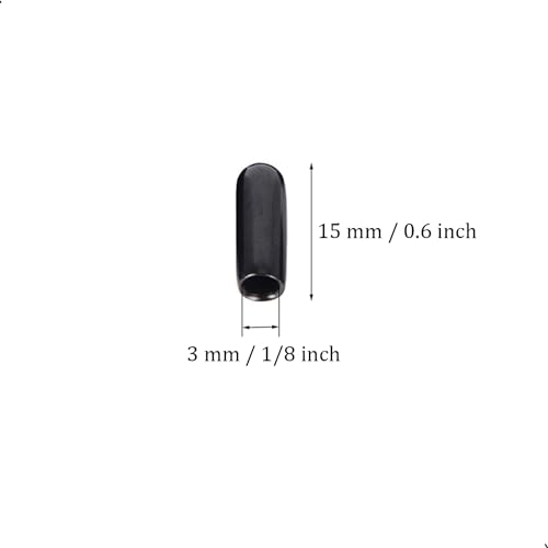 50pcs Screw Thread Protectors 1/8 inch ID Rubber Round End Cap Cover Flexible Tube Caps Tubing Tip, 15 mm Long (Black，Inner Dia 3mm)