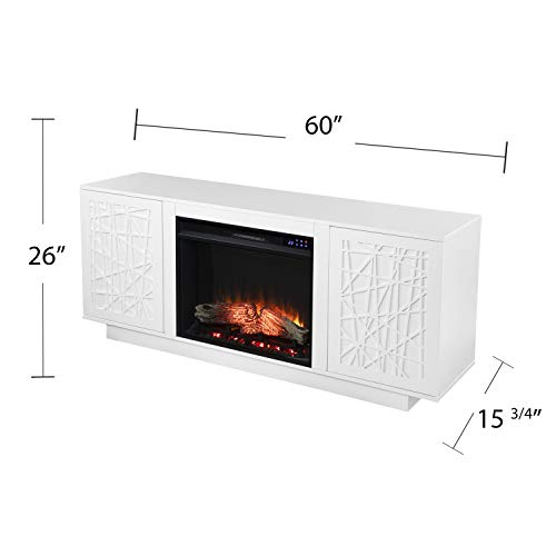 SEI Furniture Delgrave Electric Fireplace TV Stand for TVs up to 56 Inches with Touch Screen Control Panel, White