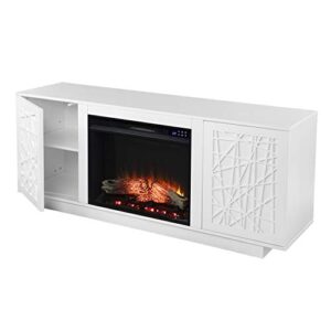 SEI Furniture Delgrave Electric Fireplace TV Stand for TVs up to 56 Inches with Touch Screen Control Panel, White