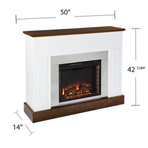 SEI Furniture Eastrington Industrial Electric Fireplace, White/Dark Tobacco