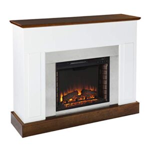 sei furniture eastrington industrial electric fireplace, white/dark tobacco