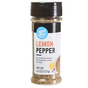 amazon brand - happy belly lemon pepper seasoning salt, 4.5 ounce (pack of 1)