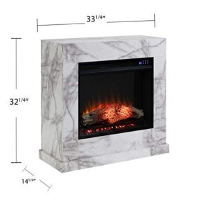 SEI Furniture Dendale Faux Marble Electric Fireplace, New White-Gray Veining