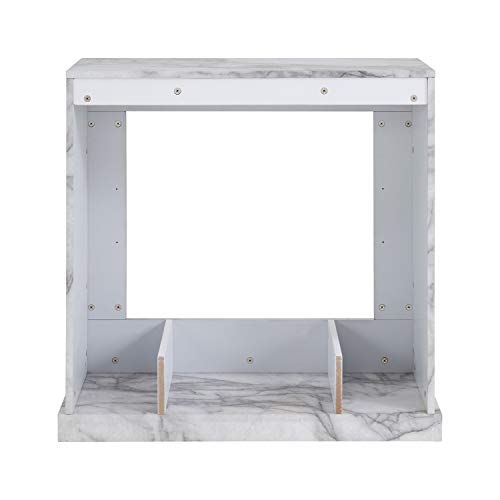 SEI Furniture Dendale Faux Marble Electric Fireplace, New White-Gray Veining