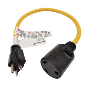 parkworld 884852 rv pig-tail generator 20a male to rv 30a straight female adapter cord, nema 5-20p to tt-30r (2ft)
