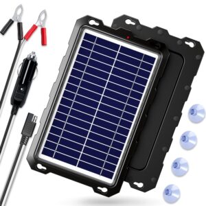 powoxi solar battery charger 12 volt 10w solar panel kit for car, boat, rv, trailer, motorcycle, marine, automotive, powersports, snowmobile, etc.