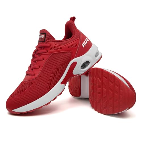 Akk Women Sneakers Walking Shoes - Womens Air Athletic Running Shoes Non Slip Air Shoes Mesh Fashion Sneakers Breathable Gym Work Tennis Shoes Red Size 8