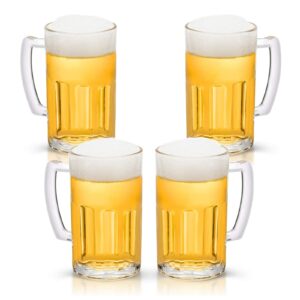 coktik 4 pack heavy large beer glasses with handle - 20 ounce glass steins, classic beer mug glasses set