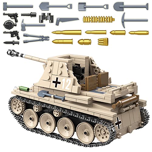 General Jim's Military Brick Building Set - WW2 German Army Tank Destroyer SD.KFZ.138 Marder III Building Blocks Model Set for Military and Brick Enthusiast and for Teens and Adults