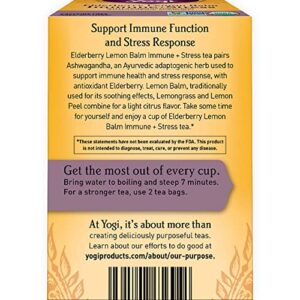 Yogi Tea Elderberry Lemon Stress & Immune Support Tea - 16 Tea Bags, 4 Packs - With Ashwagandha, Lemongrass, Licorice Root & More