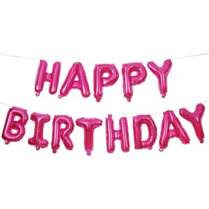 happy birthday balloons banner,16 inch hot pink aluminum foil banner letter balloons for birthday party decorations and supplies