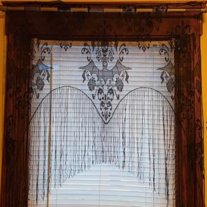 ZeeDix 2 Pcs Halloween Lace Bat Window Curtain- Black Fireplace Mantles Scarf, Door Curtain and for Halloween Home Party Decorations, Halloween Party Supplies