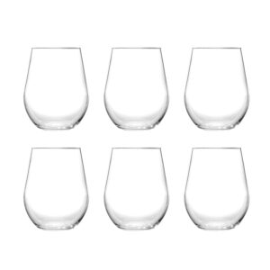 unkno stemless plastic wine glasses 20 ounce - acrylic red wine glasses (set of 6) dishwasher safe, bpa free