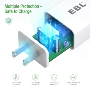 EBL USB Wall Charger, 5V 2.1A Charger Adapter(Model: M5129) for EBL Charger Power Supply (Model: C9008 C9010N 6828 FY-408 FY-409 6201) and iPhone, Galaxy, HTC, LG, Table, Motorola and More