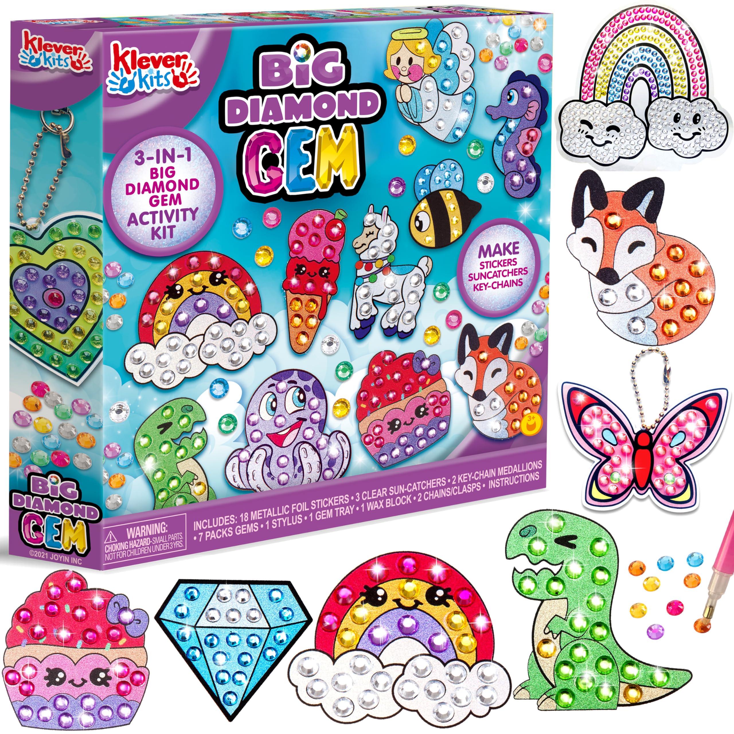 JOYIN Kids Diamond Art, Diamond Painting Kit with 18 Magical Stickers 3 Suncatchers 2 Keychains, Diamond Art for Kids, DIY Paint Arts Supplies, Craft Gift for Girls