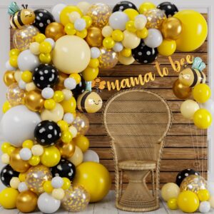 all-in-1 bee balloons garland kit & arch - small and large black yellow and white bumble bee balloons for what will it bee gender reveal party supplies, baby shower decorations, or honey bee birthday